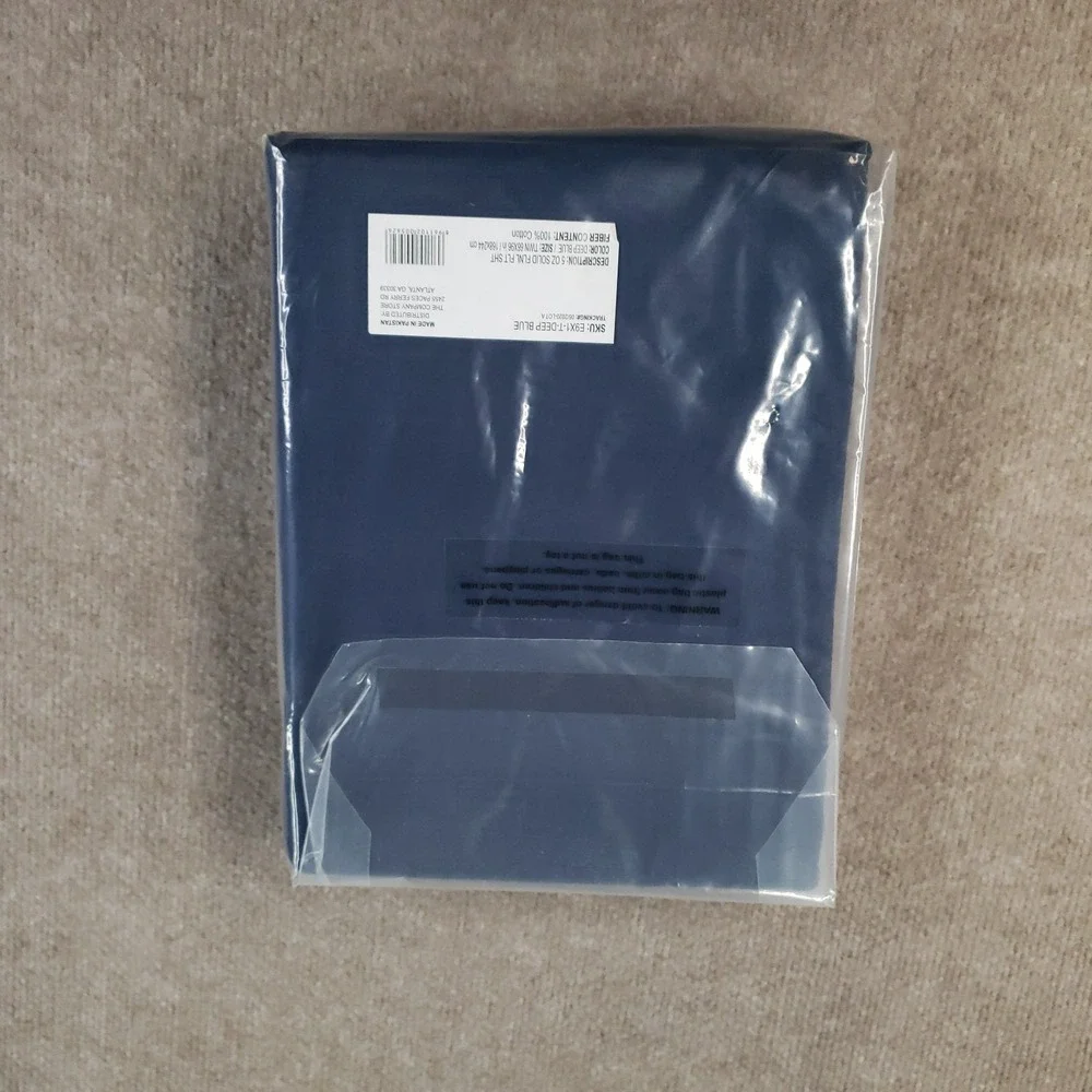 The Company Store Flannel Flat Sheet Twin Deep Navy 5oz Solid‎ Cotton 66x96in